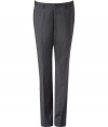 Elegant pants in charcoal wool - Fine pin stripes - Classic and slim fit, visible creases - Narrow waistband with belt loops - Dream pants for business and afterwards - Looks stylish, mature, gentlemanly - Wear with a shirt, cashmere pullover and/or the matching jacket