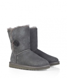 A stylish twist on a venerable classic, the UGG Australia grey Bailey Button boot is a welcome addition to your cold weather casual wardrobe - Crafted from twin-faced sheepskin and featuring exposed seams, reinforced heel, traction outsole and signature Ugg label - Wooden button and elastic band closure - Fleece-lined for superior warmth and comfort - Traditional mid-calf height - Truly versatile, perfect for pairing with everything from skinny jeans to yoga pants to miniskirts A stylish twist on a venerable classic, the UGG Australia grey Bailey Button boot is a welcome addition to your cold weather casual wardrobe - Crafted from twin-faced sheepskin and featuring exposed seams, reinforced heel, traction outsole and signature Ugg label - Wooden button and elastic band closure - Fleece-lined for superior warmth and comfort - Traditional mid-calf height - Truly versatile, perfect for pairing with everything from skinny jeans to yoga pants to miniskirts