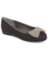 Perfectly shiny. Aerosoles' Impeccable flats feature a beaded silver bow embellishment at the toe.