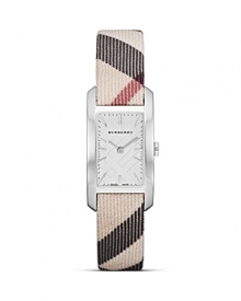 Time check? Crafted of stainless steel with a subtle profile and Swiss movement this understated timepiece from Burberry perfects the brand's coolly practical style. Push up your sleeves to show it off. Time check? Crafted of stainless steel with a subtle profile and Swiss movement this understated timepiece from Burberry perfects the brand's coolly practical style. Push up your sleeves to show it off.