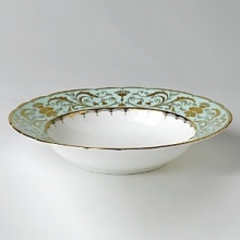 Darley Abbey captures the regency style of restrained simplicity using delicate lines and intricate curves representing twirling foliate and filigree leaves. The carefully placed ornamental elements combined with the gold glistening against the soft green Darley Abbey captures the regency style of restrained simplicity using delicate lines and intricate curves representing twirling foliate and filigree leaves. The carefully placed ornamental elements combined with the gold glistening against the soft green