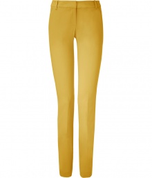 Stylish pants in fine, viscose and synthetic fiber blend - Especially comfortable, thanks to a touch of stretch - Vibrant and on-trend in bright yellow - Lower rise, slim cigarette cut crops at ankles - Tab waist, belt loops and slash pockets at sides - Crease detail flatters and elongates the leg - Versatile and ultra-chic, seamlessly transitions from work to weekend - Pair with a silk blouse, blazer and peep toe pumps, or go for a more casual look with a tunic top and flat sandals Stylish pants in fine, viscose and synthetic fiber blend - Especially comfortable, thanks to a touch of stretch - Vibrant and on-trend in bright yellow - Lower rise, slim cigarette cut crops at ankles - Tab waist, belt loops and slash pockets at sides - Crease detail flatters and elongates the leg - Versatile and ultra-chic, seamlessly transitions from work to weekend - Pair with a silk blouse, blazer and peep toe pumps, or go for a more casual look with a tunic top and flat sandals