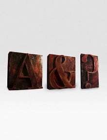 Handcarved wood block paperweights are detailed with solid brass plates on the bottoms, each etched with Assouline logo. Each: 4 X 4½ X 1¼ Made in USA Handcarved wood block paperweights are detailed with solid brass plates on the bottoms, each etched with Assouline logo. Each: 4 X 4½ X 1¼ Made in USA