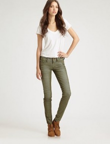 Faded corduroy skinnies with the stretchy fit you love and the soft finish you crave. THE FITMedium rise, about 7½Inseam, about 30THE DETAILSZip flyFive-pocket style70% cotton/27% polyester/3% spandexMachine washMade in USA of imported fabricModel shown is 5'11 (178cm) wearing US size 4. Faded corduroy skinnies with the stretchy fit you love and the soft finish you crave. THE FITMedium rise, about 7½Inseam, about 30THE DETAILSZip flyFive-pocket style70% cotton/27% polyester/3% spandexMachine washMade in USA of imported fabricModel shown is 5'11 (178cm) wearing US size 4.