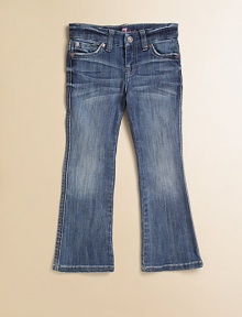 From its signature contrast stitching and topstitched back pockets, to its stretch-cotton, Italian fabrication, there is nothing she won't love about these flawlessly faded jeans. Button closureZip flyFive-pocket styleDistressed details along pocketsAdjustable waistbandBelt loopsMetal rivet details Contrast stitchingIntricate stitching on back pockets98% cotton/2% spandexMachine washImported of Italian fabric From its signature contrast stitching and topstitched back pockets, to its stretch-cotton, Italian fabrication, there is nothing she won't love about these flawlessly faded jeans. Button closureZip flyFive-pocket styleDistressed details along pocketsAdjustable waistbandBelt loopsMetal rivet details Contrast stitchingIntricate stitching on back pockets98% cotton/2% spandexMachine washImported of Italian fabric