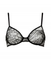 Sexy black lace underwire bra from Kiki de Montparnasse - Turn up the heat with this retro-inspired lace underwire bra - Delicate floral lace with underwire and soft cups - Perfect under any outfit