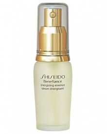 Shiseido Benefiance Energizing Essence. A concentrated essence that replenishes essential moisture, promotes increased smoothness and enhances resilience of skin. Concentrated serum boosts skin's moisture content, while promoting supple, radiance and a smooth texture. Use morning and night after cleanser and softener on face or neck. Use over makeup for a dewy effect. Shiseido Benefiance Energizing Essence. A concentrated essence that replenishes essential moisture, promotes increased smoothness and enhances resilience of skin. Concentrated serum boosts skin's moisture content, while promoting supple, radiance and a smooth texture. Use morning and night after cleanser and softener on face or neck. Use over makeup for a dewy effect.