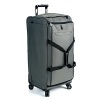 Recessed extra long locking trolley handle made of aircraft grade aluminum with one button operation, for ease of use. Reinforced corners and kickplate offer additional protection against wear. Fully lined interior with tie down straps to keep your clothing wrinkle free. Integrated privacy ID tag. TSA accepted lock.