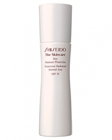 Shiseido The Skincare Day Moisture Protection SPF 15. A daytime moisturizer specially formulated to provide optimal hydration and balance in skin while protecting against UV rays and the damaging effects of other environmental factors. Recommended for normal and combination skin. Smooth over face each morning after cleansing and balancing skin. Contains SPF 15. Shiseido The Skincare Day Moisture Protection SPF 15. A daytime moisturizer specially formulated to provide optimal hydration and balance in skin while protecting against UV rays and the damaging effects of other environmental factors. Recommended for normal and combination skin. Smooth over face each morning after cleansing and balancing skin. Contains SPF 15.