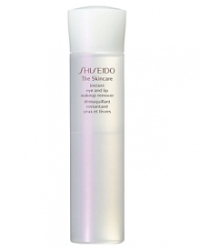 Shiseido The Skincare Instant Eye and Lip Makeup Remover. This gentle dual-phase formula quickly and easily removes all traces of waterproof and long-wearing eye makeup and lipstick. Skin-caring benefits protect skin against dehydration as it removes eye makeup and lipstick. Leaves skin fresh and smooth without an oily feeling. Shiseido The Skincare Instant Eye and Lip Makeup Remover. This gentle dual-phase formula quickly and easily removes all traces of waterproof and long-wearing eye makeup and lipstick. Skin-caring benefits protect skin against dehydration as it removes eye makeup and lipstick. Leaves skin fresh and smooth without an oily feeling.