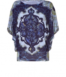 Hippie style goes haute with this boho-inspired printed dolman sleeve top from Emilio Pucci - Bateau neck, short draped dolman sleeves, oversized silhouette with wide banded hem, all-over print - Style with skinny jeans or leather leggings and peep-toe booties Hippie style goes haute with this boho-inspired printed dolman sleeve top from Emilio Pucci - Bateau neck, short draped dolman sleeves, oversized silhouette with wide banded hem, all-over print - Style with skinny jeans or leather leggings and peep-toe booties