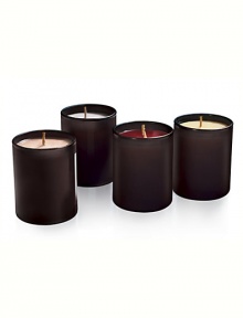 A luxurious candle quartet featuring our most popular gourmande scents for the holidays. This deliciously fragrant collection includes travel-size votive candles in Crème Brûlée, Fresh Fig, Warm Roasted Chestnuts and exclusive Tarte au Citron. Each in 2.5 oz. chocolate brown glass tumblers. Made in USA. A luxurious candle quartet featuring our most popular gourmande scents for the holidays. This deliciously fragrant collection includes travel-size votive candles in Crème Brûlée, Fresh Fig, Warm Roasted Chestnuts and exclusive Tarte au Citron. Each in 2.5 oz. chocolate brown glass tumblers. Made in USA.