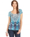 In fall's hottest fabric, this velvet Lucky Brand Jeans printed top is perfect for pairing with all your fave denim!