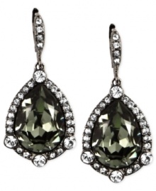 A proper mix of subtle and bold. Givenchy's drop earrings, crafted from hematite-tone mixed metal, feature a dark glass crystal stone in the center offset by lustrous accents. Approximate drop: 4 inches. A proper mix of subtle and bold. Givenchy's drop earrings, crafted from hematite-tone mixed metal, feature a dark glass crystal stone in the center offset by lustrous accents. Approximate drop: 4 inches.