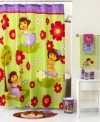 Go explorin'! Dora the Explorer is your go-to gal for a fun bath time with this Dora Picnic bath shower curtain. Features a cheerful Dora surrounded by fresh flowers and bright hues your kids will go crazy for.