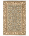 A beautiful robin's egg blue field gives this area rug it absorbing appeal. Covered in ornate floral imagery, this traditional-style piece makes an impact in every room.
