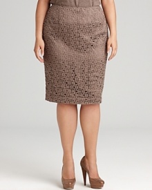 This office-worthy Jones New York Collection pencil skirt gets a trend-right makeover in delicate lace. This office-worthy Jones New York Collection pencil skirt gets a trend-right makeover in delicate lace.