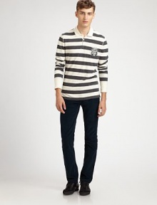 An understated pairing to your casual wardrobe staples for a smart, modern alternative to classic denim; crafted in slim-fitting cotton with a hint of stretch and a rich indigo hue for an elegant finish.Five-pocket styleAbout 32 from shoulder to hem98% cotton/2% elastaneMachine washImported An understated pairing to your casual wardrobe staples for a smart, modern alternative to classic denim; crafted in slim-fitting cotton with a hint of stretch and a rich indigo hue for an elegant finish.Five-pocket styleAbout 32 from shoulder to hem98% cotton/2% elastaneMachine washImported
