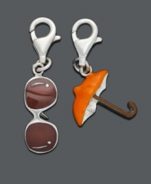 Get ready for a hot summer's day. This charm set features a bright red umbrella and a pair of sunglasses. Charms crafted in sterling silver with a lobster claw clasp. Approximate drop: 1/2 inch. Get ready for a hot summer's day. This charm set features a bright red umbrella and a pair of sunglasses. Charms crafted in sterling silver with a lobster claw clasp. Approximate drop: 1/2 inch.