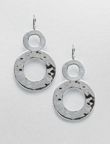 A chic and sleek style in hammered sterling silver drop design. Sterling silverDrop, about 2.1Hook backImported 