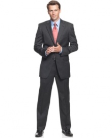 Take classic charcoal for a spin. This athletic-fit suit from Jones New York is simple, sophisticated style at its finest.