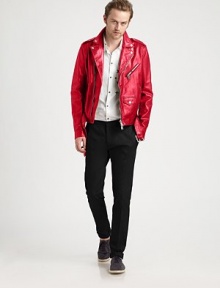 Tailored in stretch cotton with a glam rock fit.Front zipperBelt loopsBack buttoned welt pocketsInseam, about 3497% cotton/3% elastaneDry cleanMade in Italy Tailored in stretch cotton with a glam rock fit.Front zipperBelt loopsBack buttoned welt pocketsInseam, about 3497% cotton/3% elastaneDry cleanMade in Italy