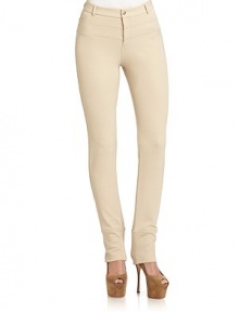 THE LOOKBelt-looped waistFront zipper with snap closureSeamed detailsSubstantial stretch blendTHE FITRise, about 9½Inseam, about 30THE MATERIAL50% nylon/46% viscose/4% elasteneCARE & ORIGINDry cleanImported THE LOOKBelt-looped waistFront zipper with snap closureSeamed detailsSubstantial stretch blendTHE FITRise, about 9½Inseam, about 30THE MATERIAL50% nylon/46% viscose/4% elasteneCARE & ORIGINDry cleanImported