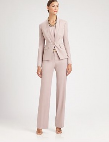 The classic straight-leg style, rendered in a flattering stretch wool blend.Self waistbandZip flySide slash pocketsInseam, about 34Wool/spandexDry cleanImported of Italian fabricModel shown is 5'10 (177cm) wearing US size 4. The classic straight-leg style, rendered in a flattering stretch wool blend.Self waistbandZip flySide slash pocketsInseam, about 34Wool/spandexDry cleanImported of Italian fabricModel shown is 5'10 (177cm) wearing US size 4.