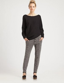 Natty tweed in a contemporary, low-rise silhouette with intricate seaming, slash pockets and a button front. Button frontSlash pocketsBack besom pocketsRise, about 9Inseam, about 2662% polyester/19% viscose/13% cotton/6% elastaneDry cleanMade in USA of Italian fabricModel shown is 5'10 (177cm) wearing US size 2. Natty tweed in a contemporary, low-rise silhouette with intricate seaming, slash pockets and a button front. Button frontSlash pocketsBack besom pocketsRise, about 9Inseam, about 2662% polyester/19% viscose/13% cotton/6% elastaneDry cleanMade in USA of Italian fabricModel shown is 5'10 (177cm) wearing US size 2.