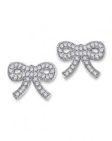 Platinum vermeil and cubic zirconia are all wrapped up in pretty bows on these feminine-fabulous earrings from Crislu. Platinum vermeil and cubic zirconia are all wrapped up in pretty bows on these feminine-fabulous earrings from Crislu.