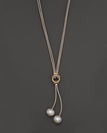 Freshwater pearls add rich luster to 14K yellow gold and leather. By Nancy B. Freshwater pearls add rich luster to 14K yellow gold and leather. By Nancy B.