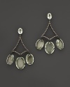 Badgley Mischka Green Amethyst With Brown Diamond Drop Earrings