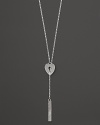 Gucci's signature heart adorns this sterling silver lariat necklace with logo-stamped tag.