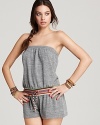 This utra cool romper from Lucky Brands hits the sweet spot between sporty and chic. The southwestern striped waistband sets off a heather grey knit.