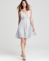 Delicate lace punctuates airy pleated chiffon on this ethereally feminine Max & Cleo dress.