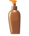 An extremely effective translucent self-tanning gel for the face and body that quickly produces a deep, even glowing bronze color. Smoothes on with a cool sensation, absorbs instantly, and feels light and silky on skin. Blends in effortlessly to promote a faster-appearing, longer-lasting tan. Glides on with a pleasant scent and no sensation of stickiness or heaviness. Comes in an easy-to-use dispenser bottle.