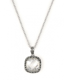 Great style in simple geometry. Square pendant by Judith Jack features a sparkling crystal center surrounded by glittering marcasite. Crafted in sterling silver. Approximate length: 16 inches. Approximate drop: 1/2 inch. Great style in simple geometry. Square pendant by Judith Jack features a sparkling crystal center surrounded by glittering marcasite. Crafted in sterling silver. Approximate length: 16 inches. Approximate drop: 1/2 inch.