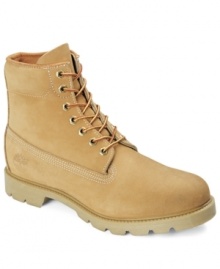 A sweet way to toughen up any casual look with men's boots: Lace up in these rugged Timberland boots for men and pair with your favorite jeans. A sweet way to toughen up any casual look with men's boots: Lace up in these rugged Timberland boots for men and pair with your favorite jeans.