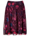 An elegant A-line silhouette and a wine-hued print informs this easy-to-style silk skirt from Anna Sui - Wide waistband, full pleated skirt, all-over print, concealed back zip closure - Wear with a cashmere pullover or fitted blouse and embellished ballet flats