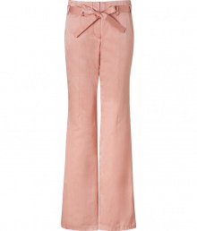 Channel refined 1970s style in these luxe wide leg pants from Schumacher - High waist, belt loops, ribbon tie belt, off-seam pockets, back welt pockets with stitching detail, wide legs - Pair with a semi-sheer blouse, platform heels, and a boyfriend blazer Channel refined 1970s style in these luxe wide leg pants from Schumacher - High waist, belt loops, ribbon tie belt, off-seam pockets, back welt pockets with stitching detail, wide legs - Pair with a semi-sheer blouse, platform heels, and a boyfriend blazer