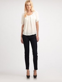 Form-fitting, straight-leg denim in a slightly cropped silhouette. THE FITRise, about 7Inseam, about 30THE DETAILSButton closureZip flyFive-pocket style98% cotton/2% polyurethaneMachine washMade in USA of imported fabricModel shown is 5'11 (178cm) wearing US size 4. Form-fitting, straight-leg denim in a slightly cropped silhouette. THE FITRise, about 7Inseam, about 30THE DETAILSButton closureZip flyFive-pocket style98% cotton/2% polyurethaneMachine washMade in USA of imported fabricModel shown is 5'11 (178cm) wearing US size 4.