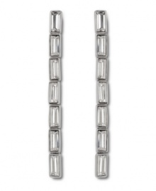 Elegant Art Deco inspiration defines these divine linear baguette crystal earrings from Swarovski. Set in silver tone mixed metal, they're an ideal look for a stylish soiree! Approximate length: 2-4/10 inches. Elegant Art Deco inspiration defines these divine linear baguette crystal earrings from Swarovski. Set in silver tone mixed metal, they're an ideal look for a stylish soiree! Approximate length: 2-4/10 inches.