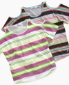 Bold stripes and a cold shoulder cut give this DKNY top a fun and trendy style.