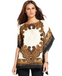 Update your wardrobe with this sophisticated scarf-print top from MICHAEL Michael Kors. Update your wardrobe with this sophisticated scarf-print top from MICHAEL Michael Kors.