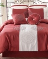 In the red. An expansive ground of red and white sets the tone in this simple Kimora comforter set, accented with intricate embroidery and applique details for a touch of charm.
