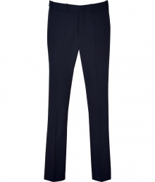 Bring instant luxe to your cocktail-party attire with these modernized tuxedo pants from Neil Barrett- Flat front, off-seam pockets, back welt pockets with button, slim fit, classic tuxedo stripe down leg - Style with a sleek button down, a classic blazer, and dress shoes