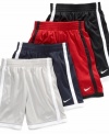 Let's hustle! He'll have no problem staying comfortable and keeping up in a pair of these mesh shorts from Nike.