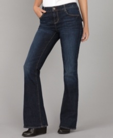 Update your denim wardrobe with this on-trend choice from Tommy Hilfiger. The flared silhouette and dark wash are a refreshing alternative to skinnies! Update your denim wardrobe with this on-trend choice from Tommy Hilfiger. The flared silhouette and dark wash are a refreshing alternative to skinnies!