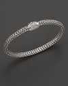 Extra small sterling woven chain bracelet with carved chain diamond pave clasp, designed by John Hardy.