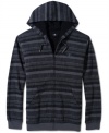 Keep warm while looking trendy in this horizontal stripe lined hoodie by DC Shoes.